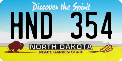 ND license plate HND354