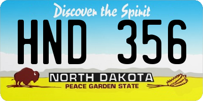 ND license plate HND356