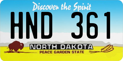 ND license plate HND361