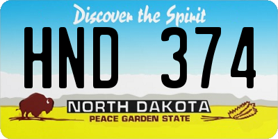 ND license plate HND374