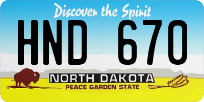 ND license plate HND670