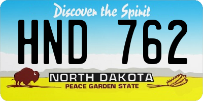 ND license plate HND762