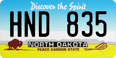 ND license plate HND835