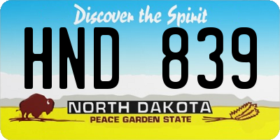 ND license plate HND839