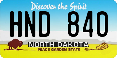 ND license plate HND840