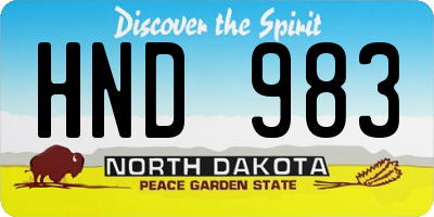 ND license plate HND983