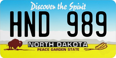 ND license plate HND989