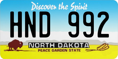 ND license plate HND992