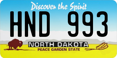 ND license plate HND993