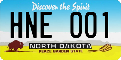 ND license plate HNE001