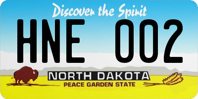 ND license plate HNE002