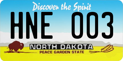 ND license plate HNE003
