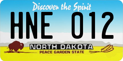 ND license plate HNE012