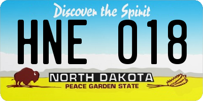 ND license plate HNE018