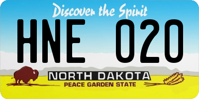 ND license plate HNE020