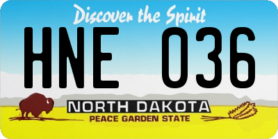 ND license plate HNE036