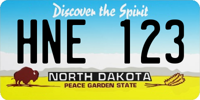 ND license plate HNE123