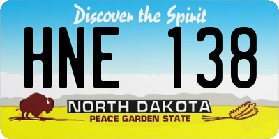 ND license plate HNE138