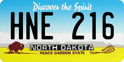 ND license plate HNE216