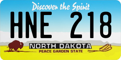 ND license plate HNE218