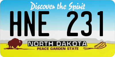 ND license plate HNE231