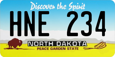 ND license plate HNE234