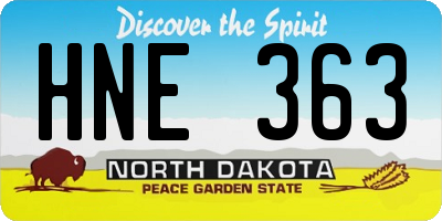 ND license plate HNE363