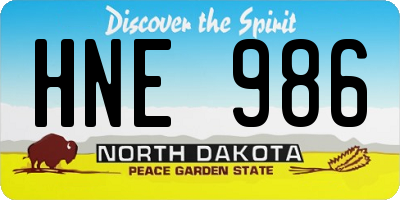 ND license plate HNE986