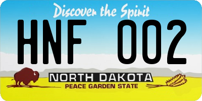 ND license plate HNF002