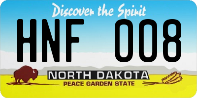 ND license plate HNF008