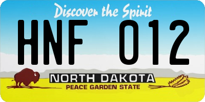 ND license plate HNF012