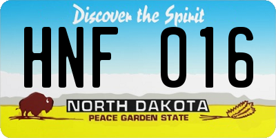 ND license plate HNF016