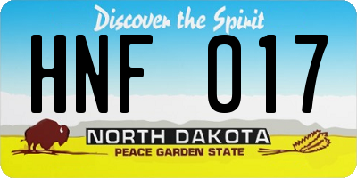 ND license plate HNF017