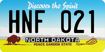 ND license plate HNF021