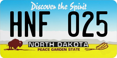 ND license plate HNF025