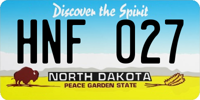 ND license plate HNF027