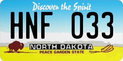 ND license plate HNF033