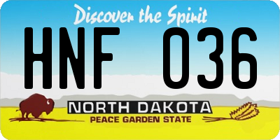 ND license plate HNF036