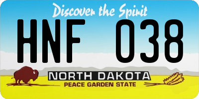 ND license plate HNF038