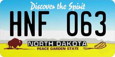 ND license plate HNF063