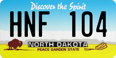 ND license plate HNF104