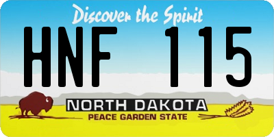 ND license plate HNF115