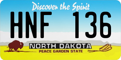 ND license plate HNF136