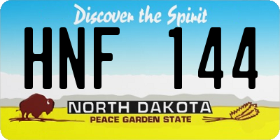 ND license plate HNF144