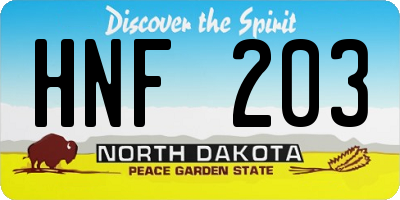 ND license plate HNF203