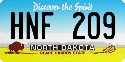 ND license plate HNF209