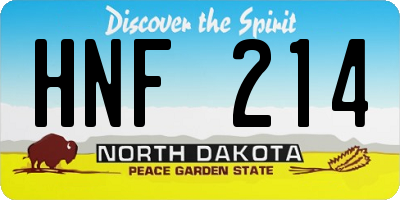 ND license plate HNF214