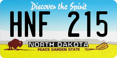 ND license plate HNF215