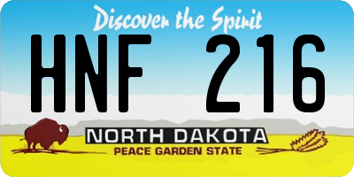 ND license plate HNF216