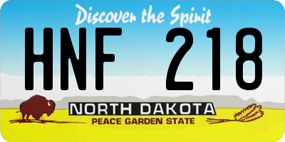 ND license plate HNF218